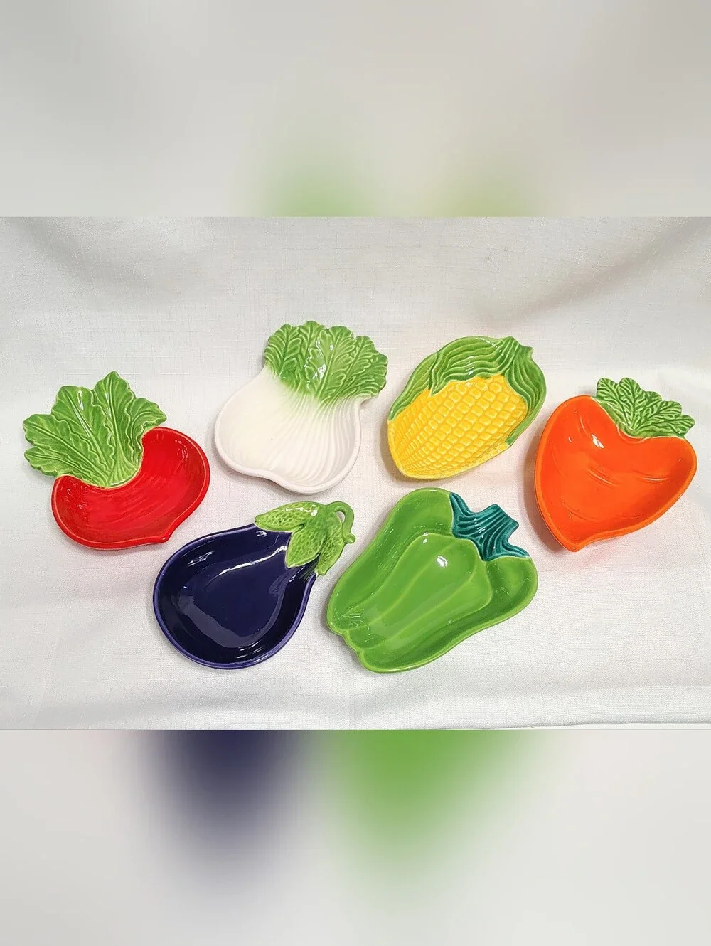 6 Piece Vintage 50s Vegetable Snack/Dip  Serving Dishes / Bowls Colorful Set